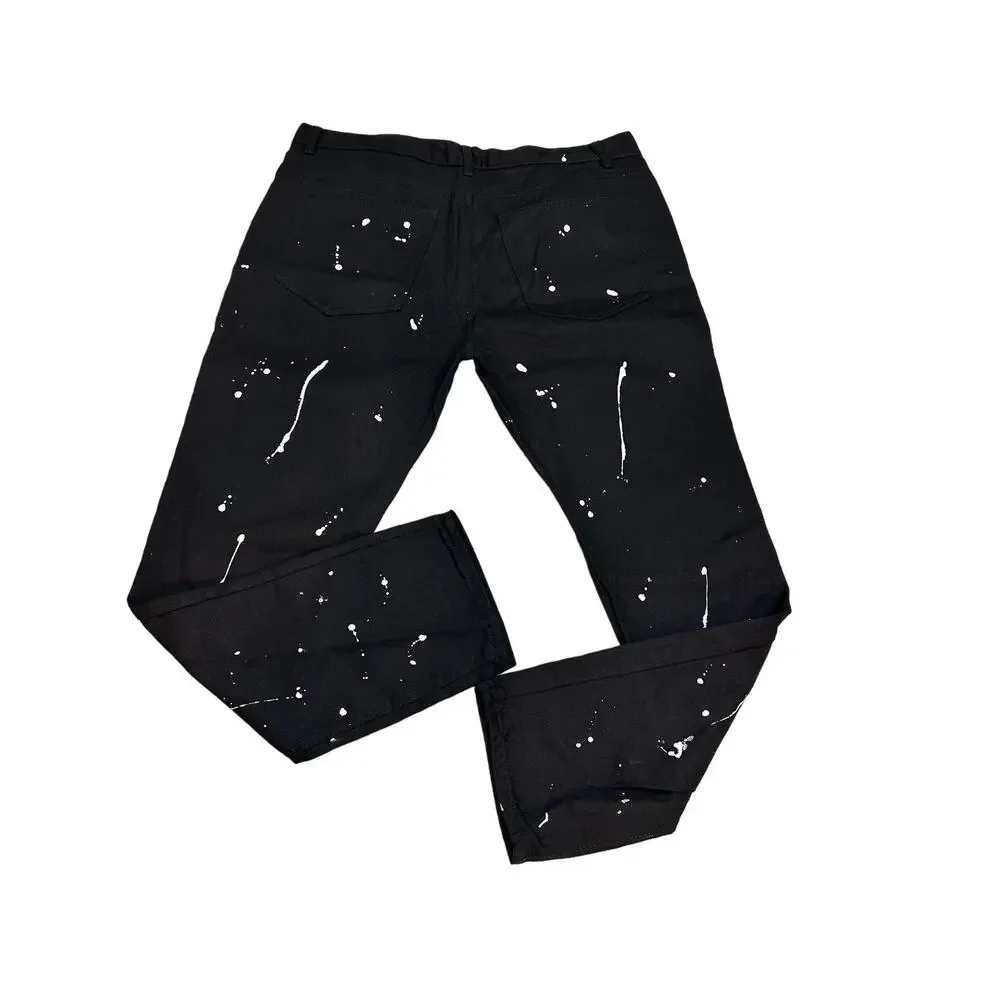 Jeanetix paint splattered black jeans size 40 x 32